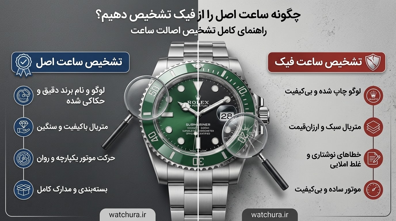چگونه ساعت اصل را از فیک تشخیص دهیم؟ راهنمای کامل تشخیص اصالت ساعت