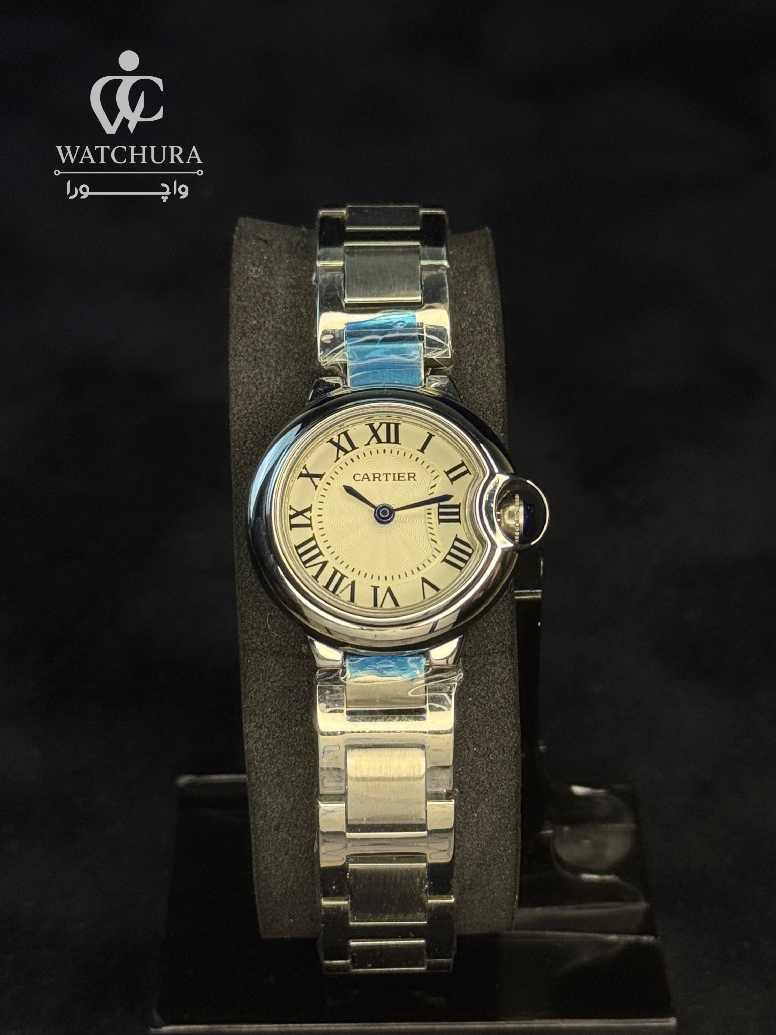 ساعت مچی زنانه کارتیه بالون بلو استیل با صفحه اعداد رومی