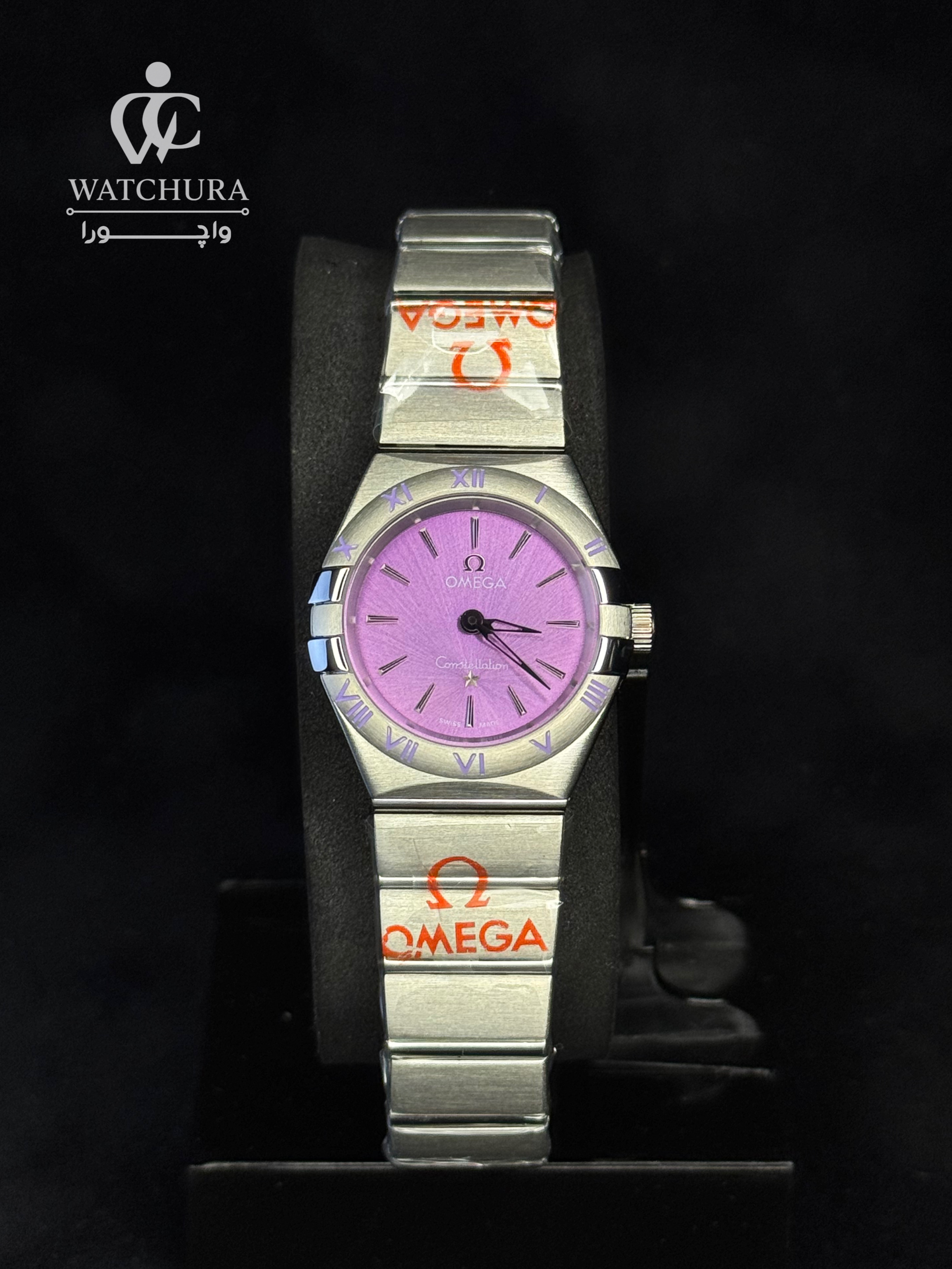 ساعت مچی زنانه امگا کُنستلِیشن کوارتز استیل - صفحه بنفش