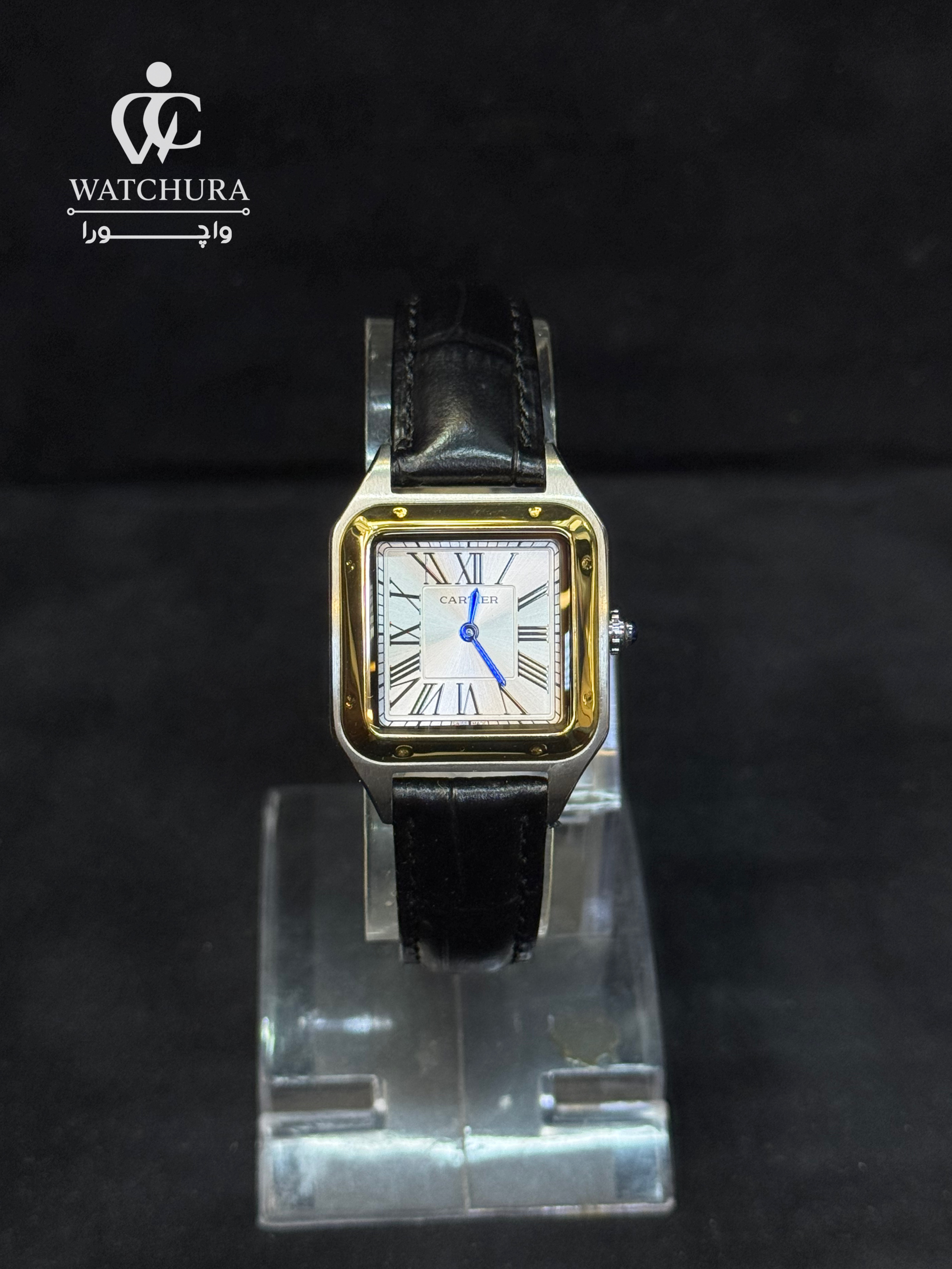 ساعت مچی زنانه کارتیه دمونت Cartier Santos-Dumont - دو‌رنگ استیل طلایی