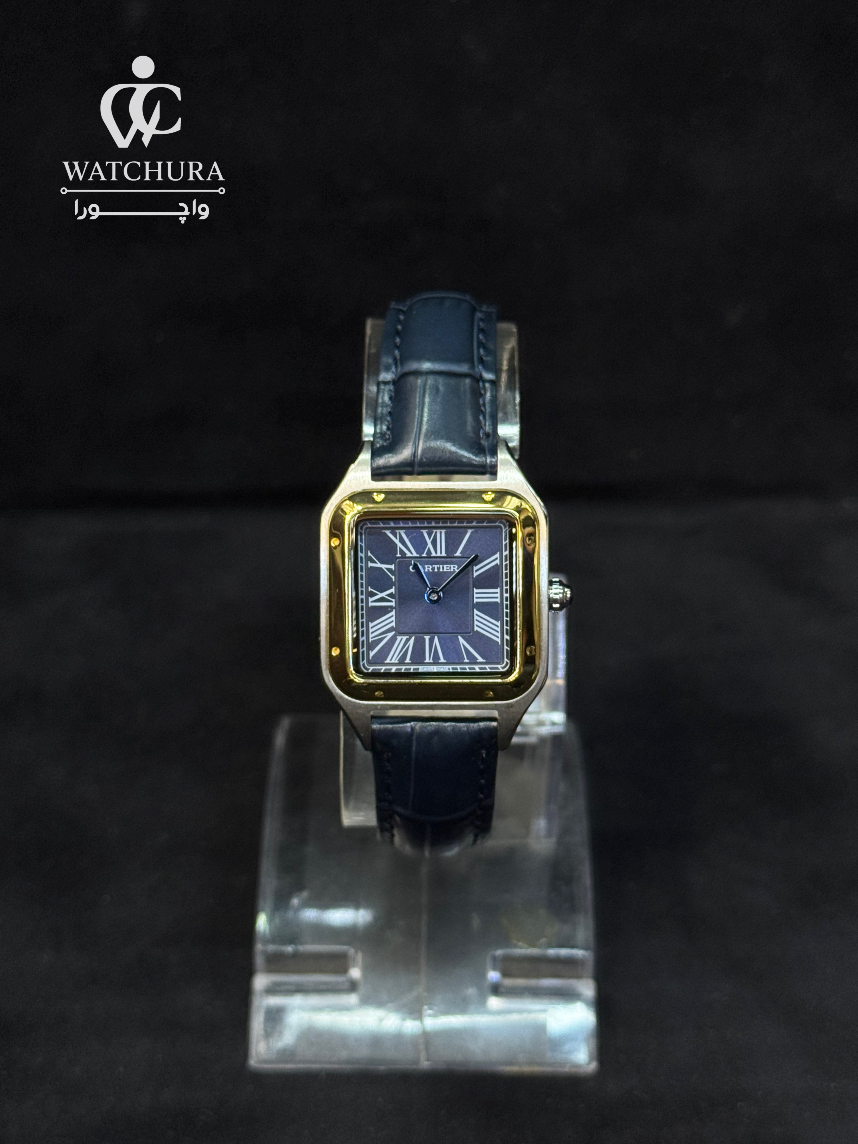 ساعت مچی زنانه کارتیه دمونت Cartier Santos-Dumont - سرمه‌ای