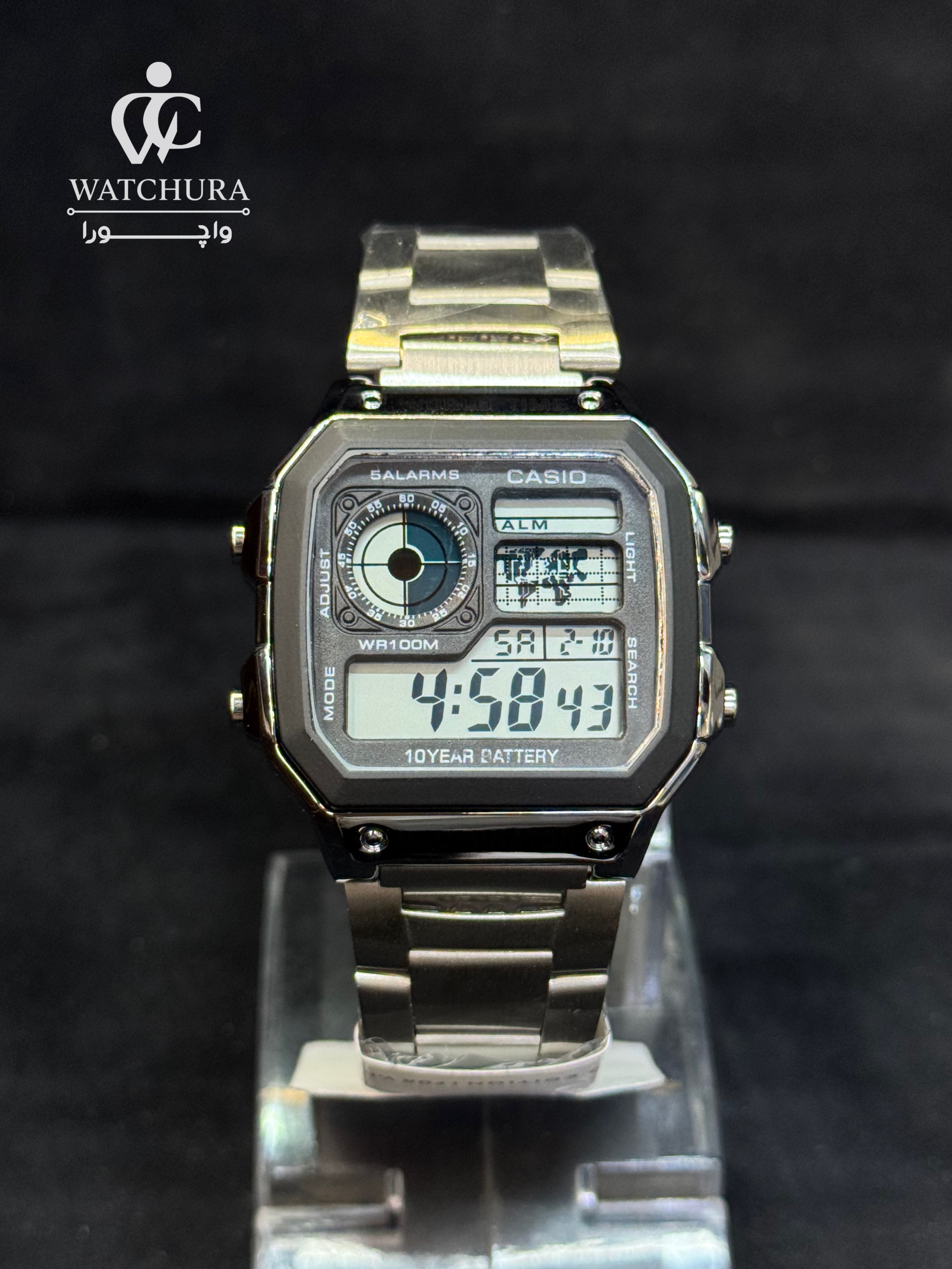 ساعت مردانه دیجیتالی کاسیو Casio جهان نما - بند استیل
