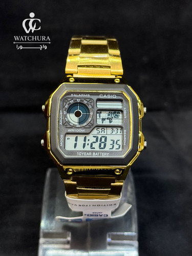 ساعت مردانه دیجیتالی کاسیو Casio جهان نما - بند استیل طلایی