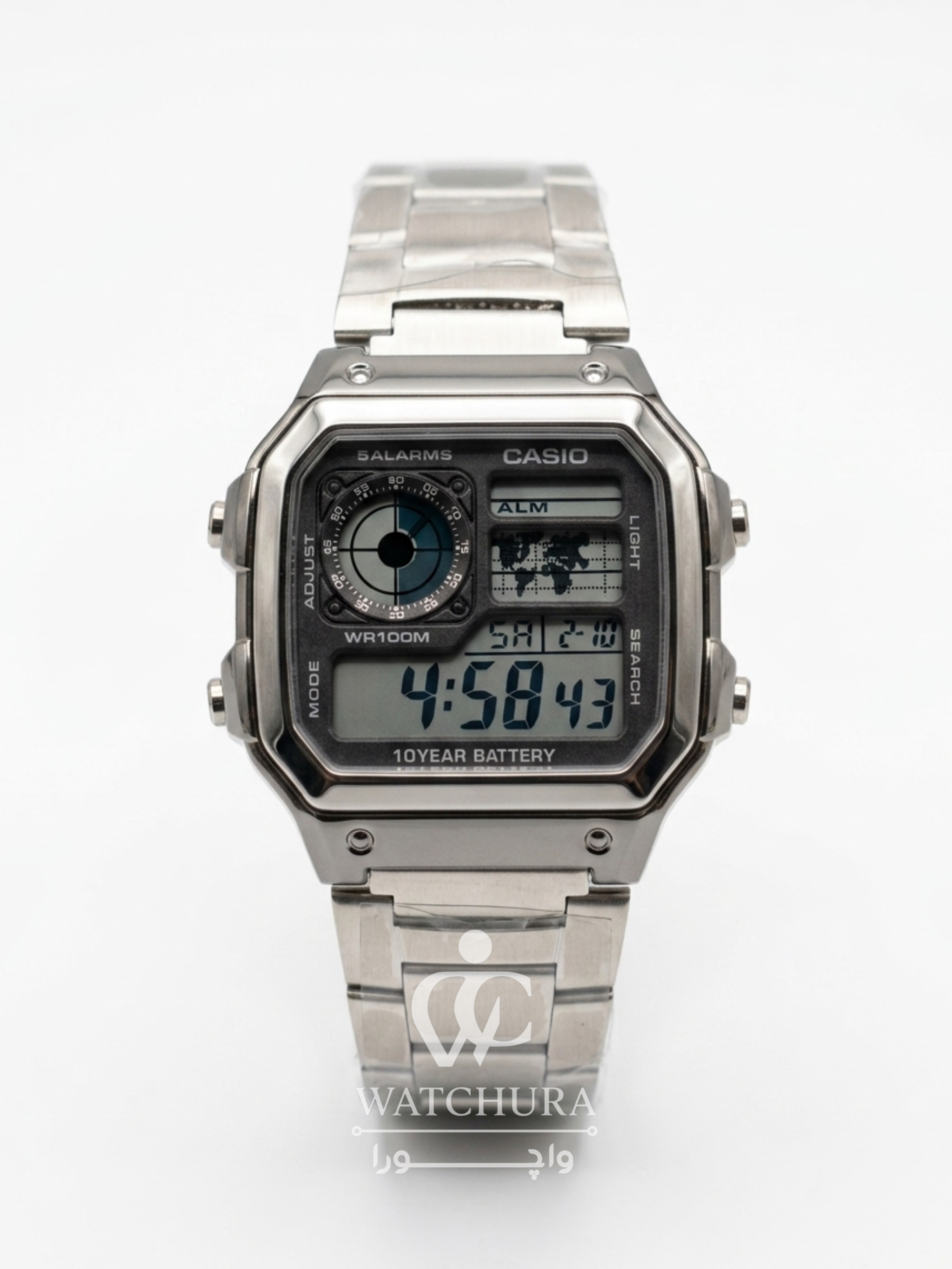 ساعت مردانه دیجیتالی کاسیو Casio جهان نما - بند استیل