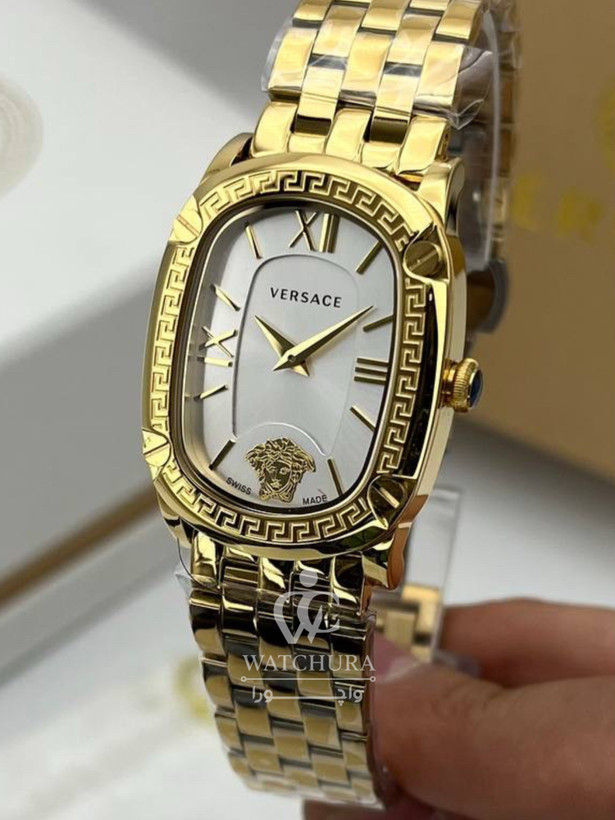 ساعت مچی زنانه ورساچه کوچر _ versace couture طلایی صفحه سفید