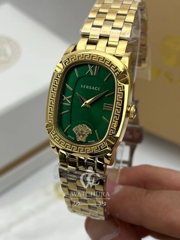 ساعت مچی زنانه ورساچه کوچر _ versace couture طلایی صفحه سبز