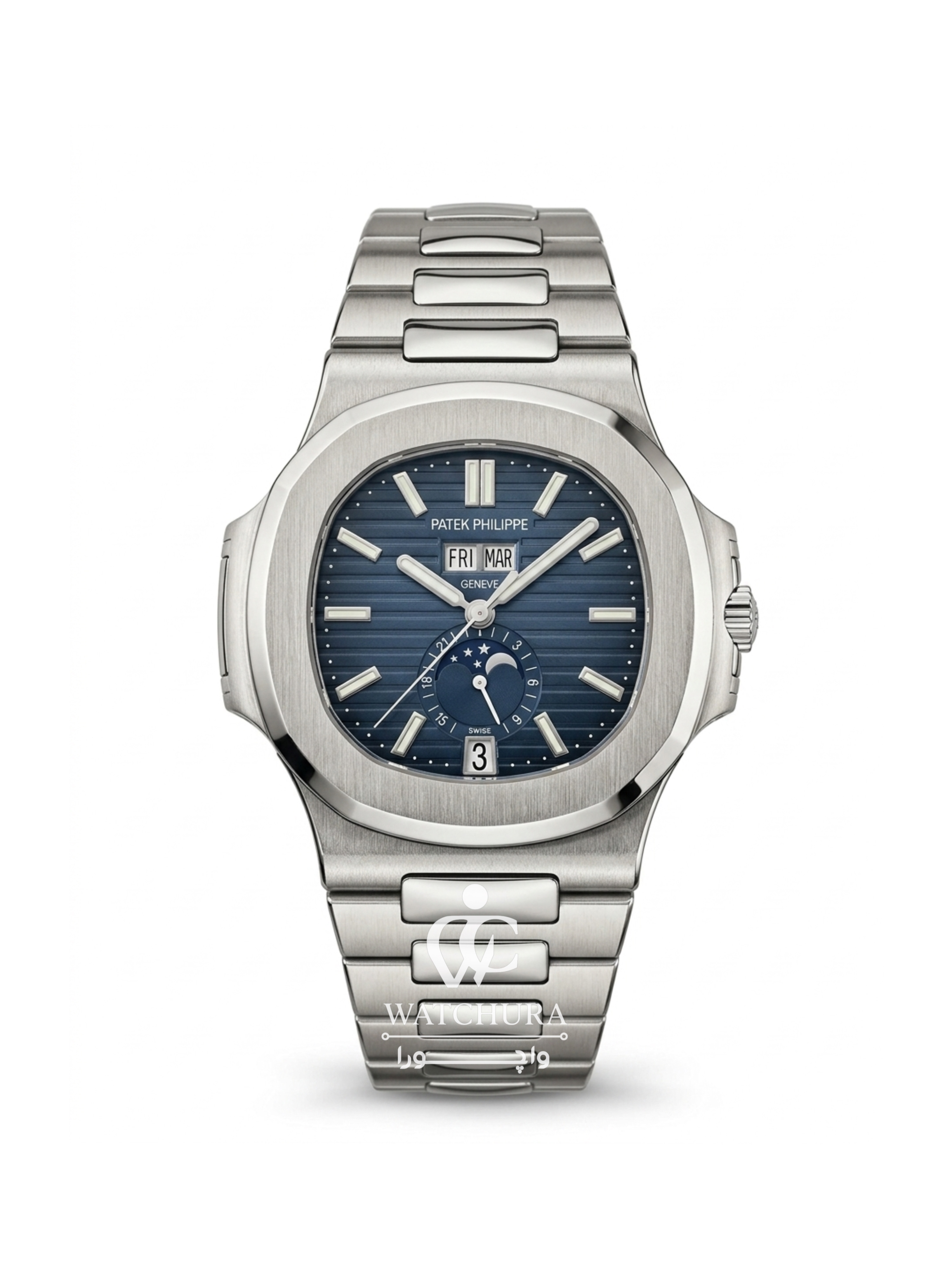 ساعت مچی مردانه اتوماتیک پتک فیلیپ ناتیلوس – Patek Philippe Nautilus صفحه سرمه ای