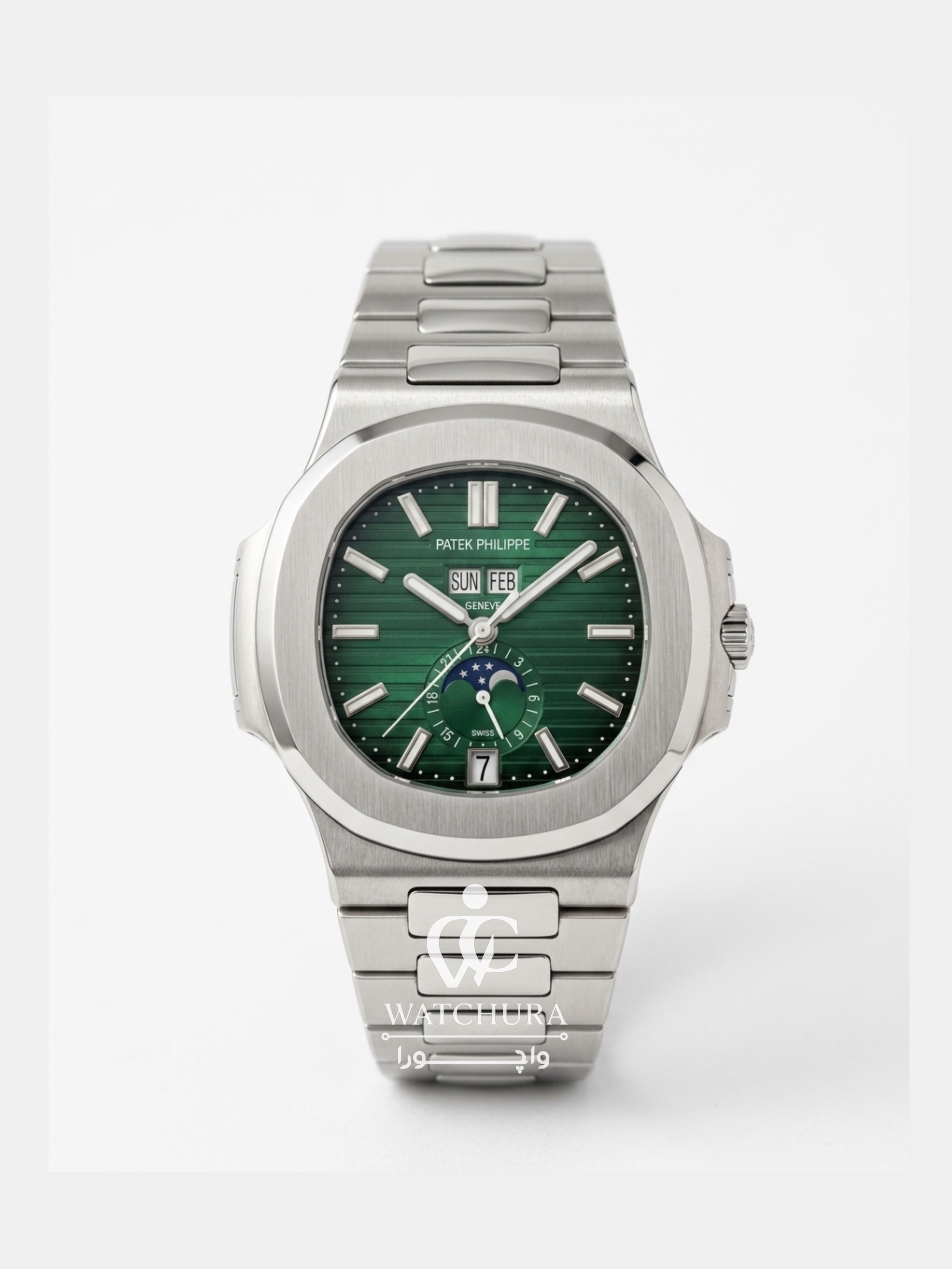 ساعت مچی مردانه اتوماتیک پتک فیلیپ ناتیلوس – Patek Philippe Nautilus صفحه سبز
