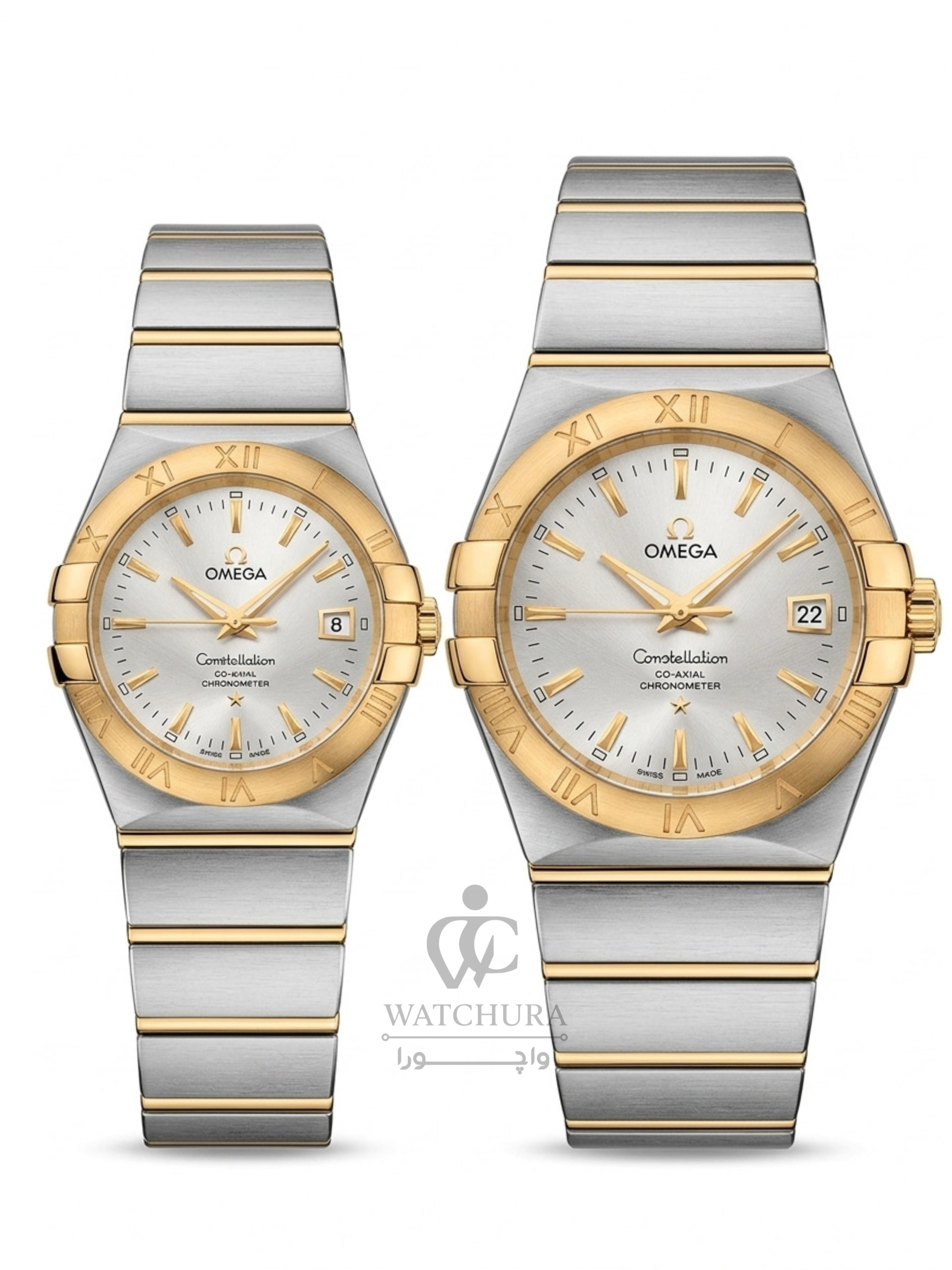 ساعت مچی ست امگا کانسلیشن Omega Constellatio استیل طلایی _ عدد خطی