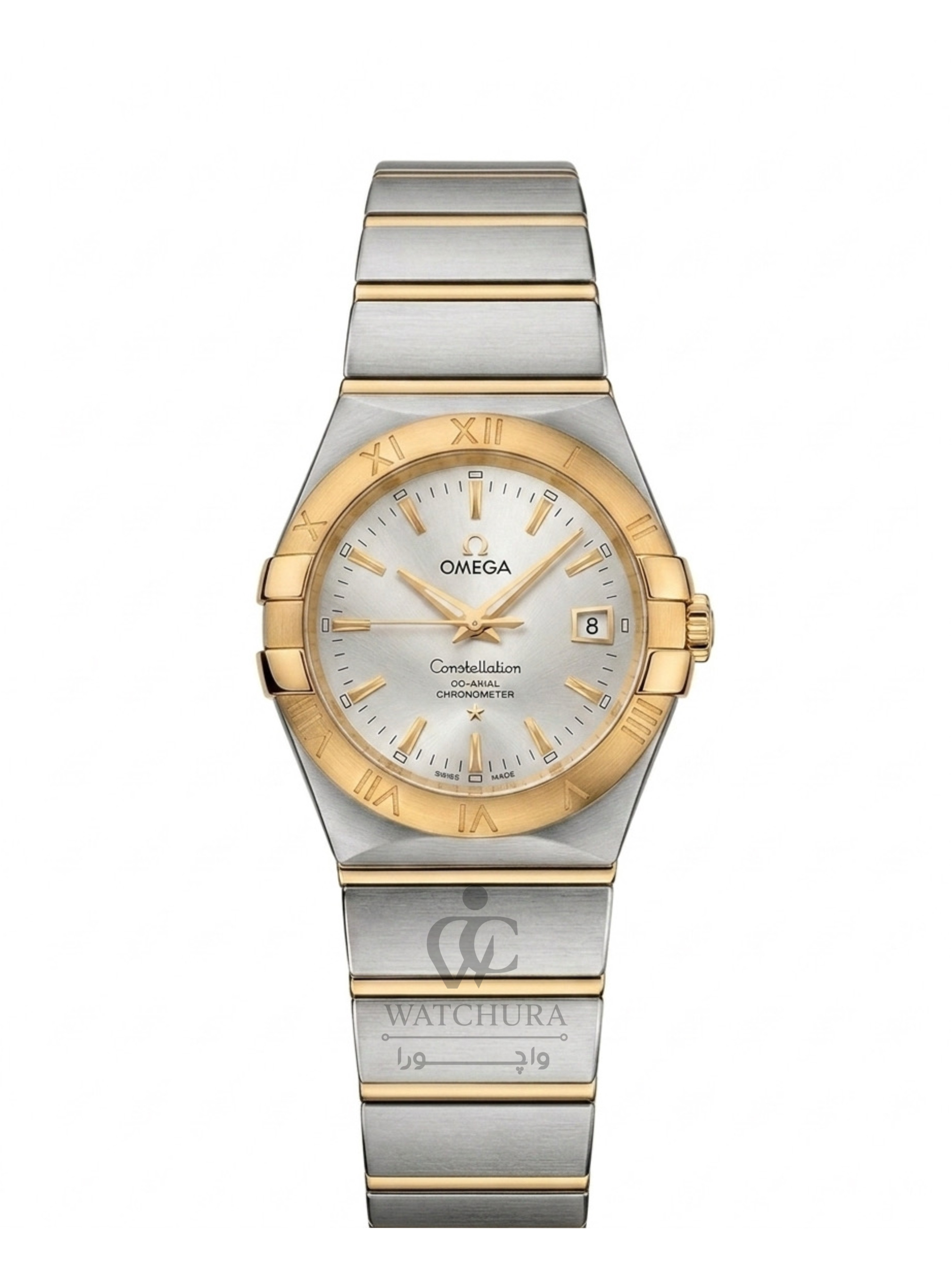ساعت مچی زنانه امگا کانسلیشن Omega Constellatio استیل طلایی _ عدد خطی