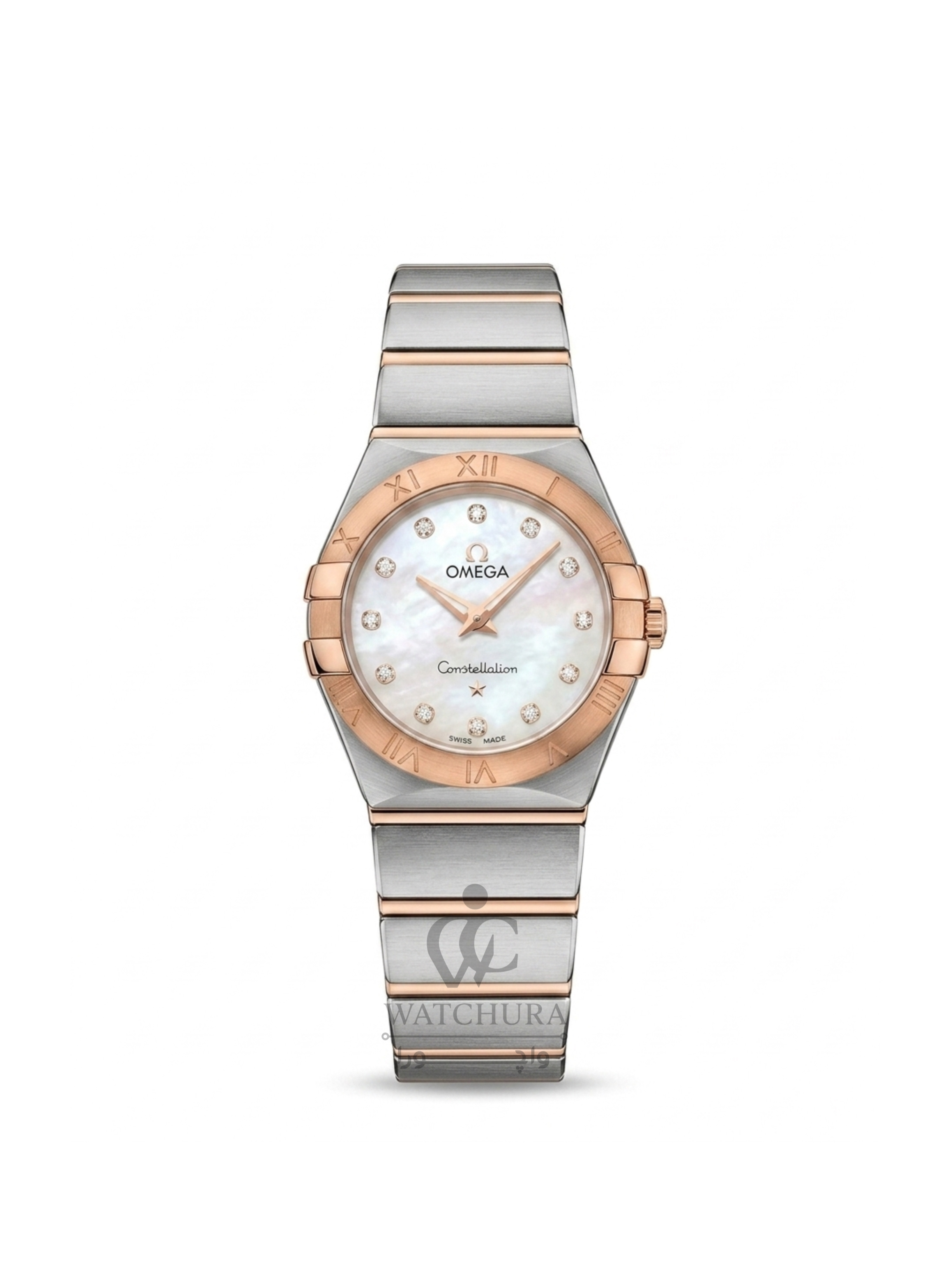ساعت مچی زنانه  امگا کانسلیشن Omega Constellatio استیل رز گلد _ عدد نگین