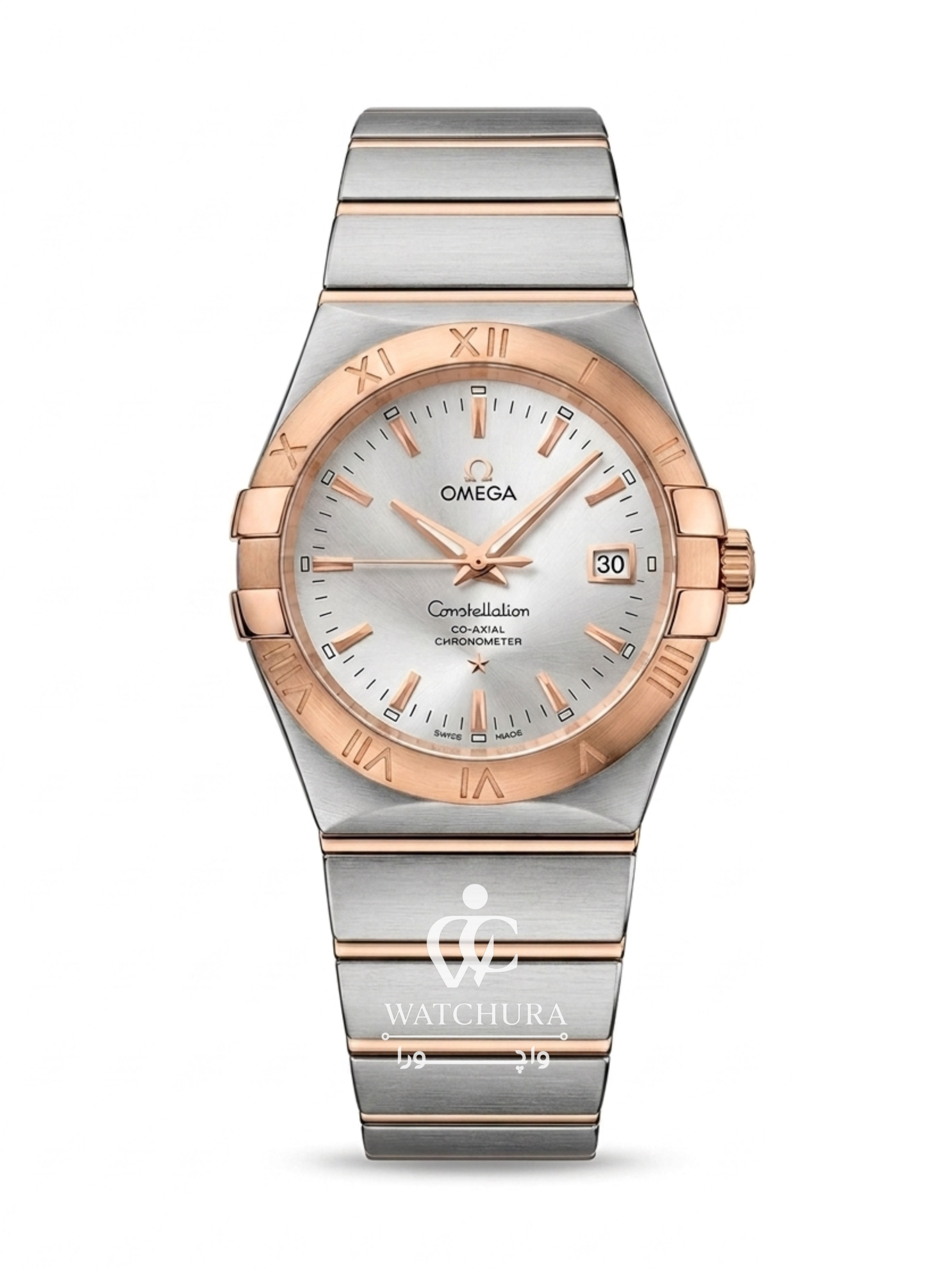 ساعت مچی مردانه امگا کانسلیشن Omega Constellatio استیل رز گلد _ عدد خطی