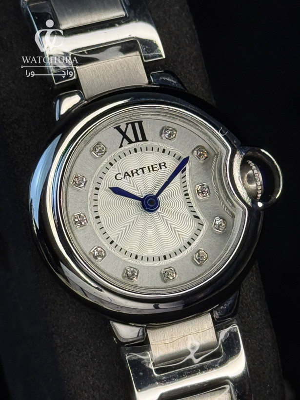 ساعت مچی زنانه کارتیه بالون بلو Cartier Ballon blue- عدد نگین