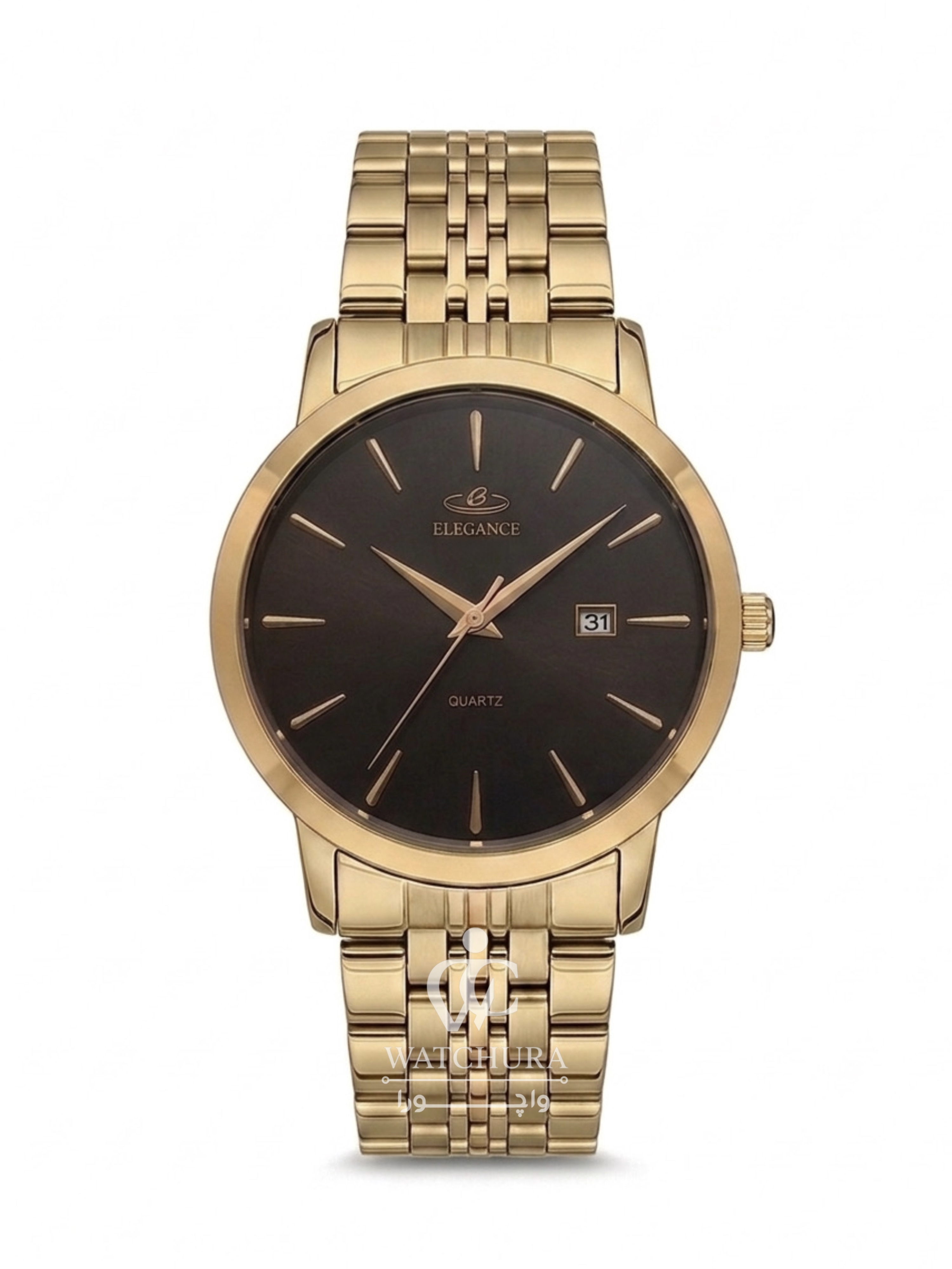 ساعت مچی الگانس پلاس (Elegance Plus) - طلایی ، صفحه قهوه ای