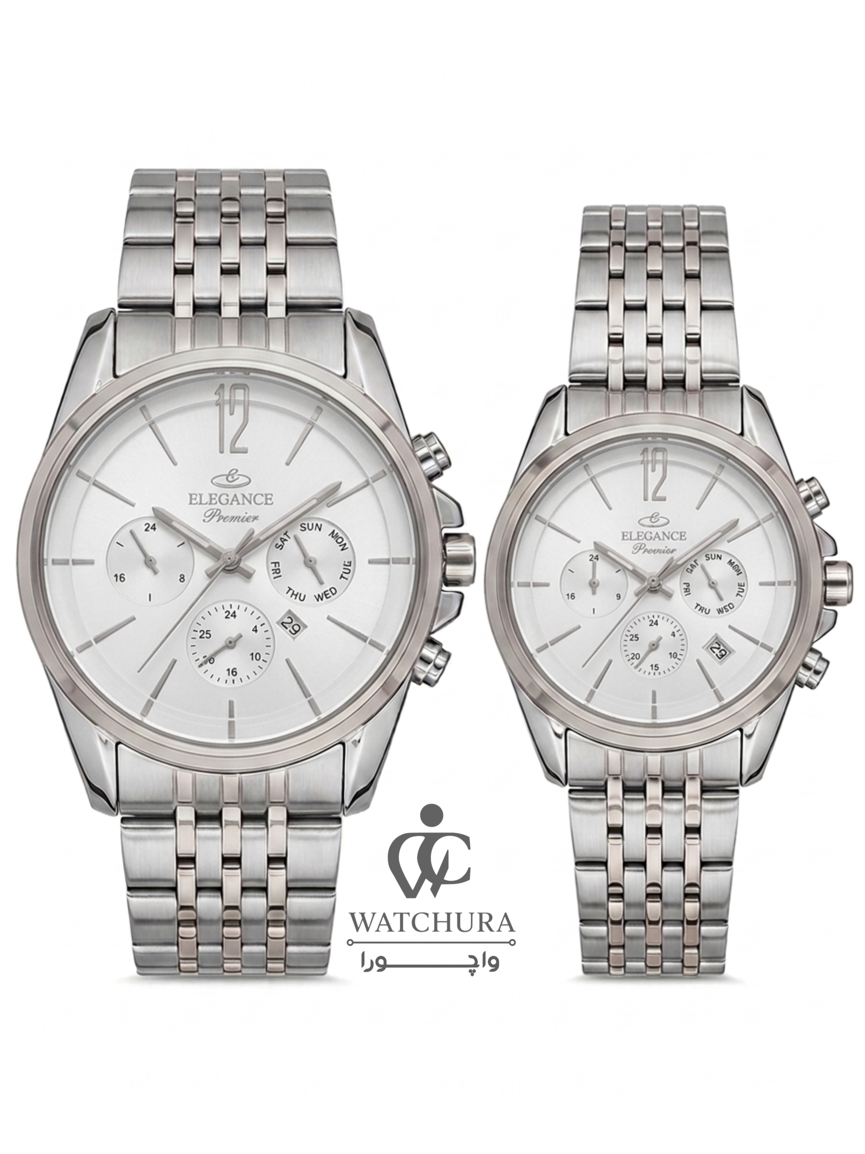 ساعت مچی طرح کرنوگراف (تک موتور ) الگانس Elegance Premier – صفحه سفید
