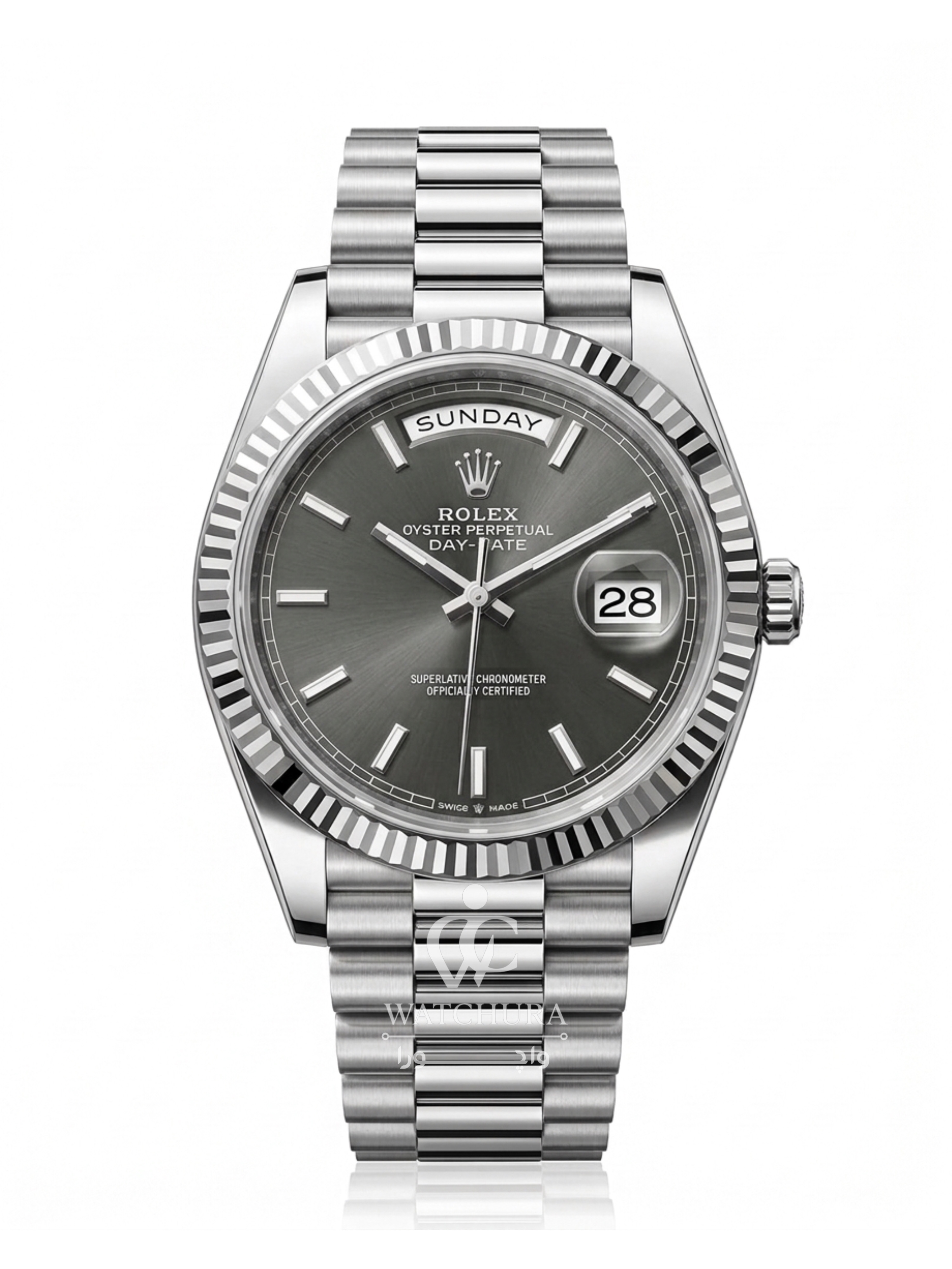 ساعت مچی مردانه رولکس دیدیت Rolex day date – صفحه طوسی