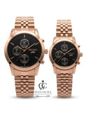 ساعت مچی سیکو پلاس کرنوگراف - رزگلد با صفحه مشکی - Seiko Plus