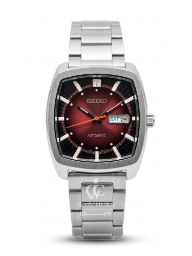 ساعت مچی مردانه اتوماتیک سیکو ریکرفت بند فلزی - Seiko Recraft - صفحه قرمز شرابی