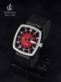 ساعت مچی مردانه اتوماتیک سیکو ریکرفت بند چرمی مشکی - Seiko Recraft - صفحه قرمز شرابی