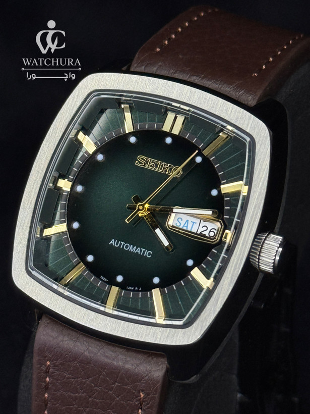 ساعت مچی مردانه اتوماتیک سیکو ریکرفت بند چرمی مشکی - Seiko Recraft - صفحه سبز