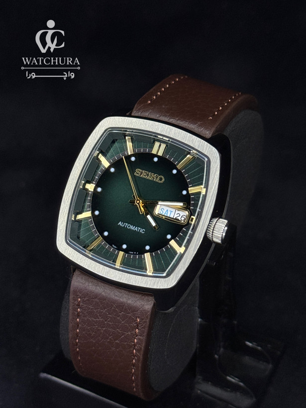 ساعت مچی مردانه اتوماتیک سیکو ریکرفت بند چرمی مشکی - Seiko Recraft - صفحه سبز