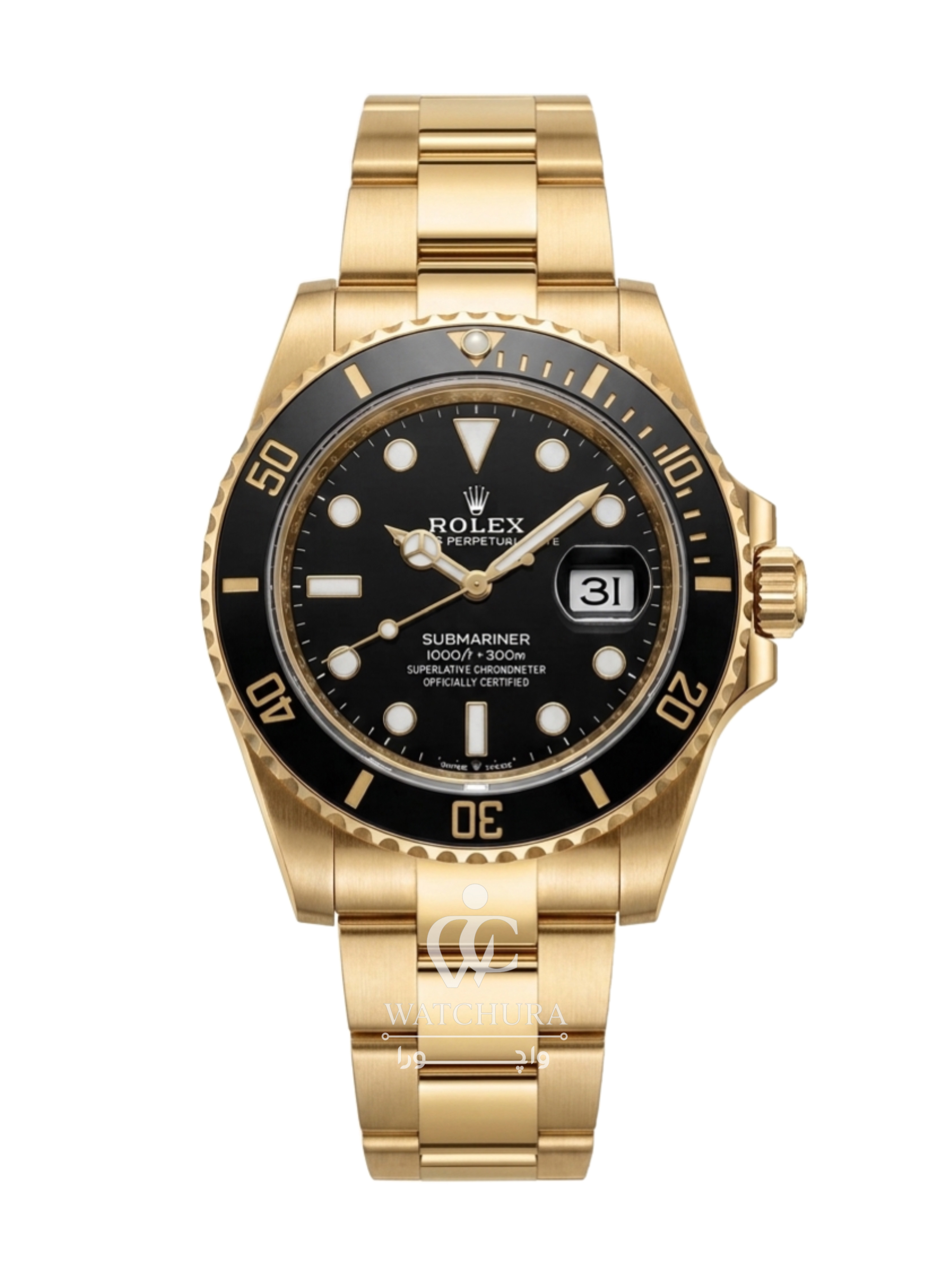 ساعت مچی مردانه رولکس ساب مارینر هالک Rolex Submariner-SG | طلایی صفحه مشکی
